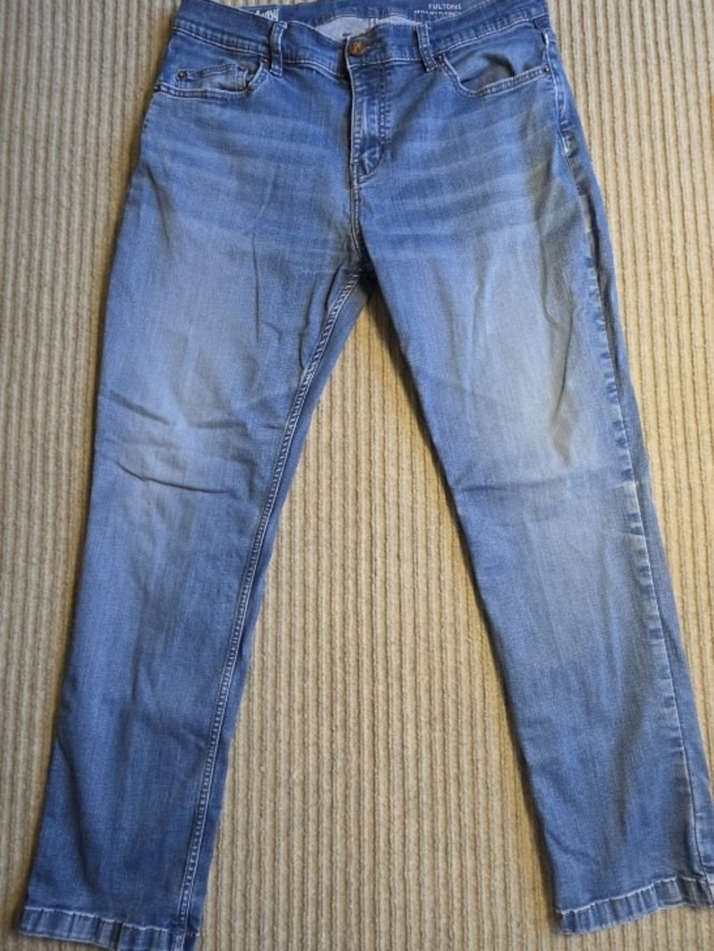 Mugsy Jeans Mens 34 Blue Fultons Stretch Slim Tapered Medium Wash Denim 34x30